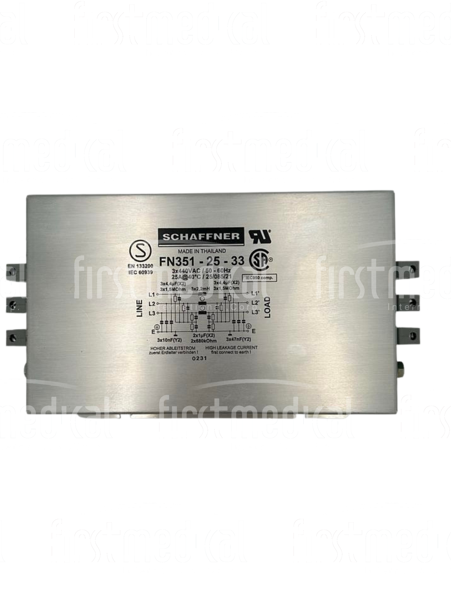 Siemens CT Somatom Emotion Schaffner Line Filter, PN FN351-25-33