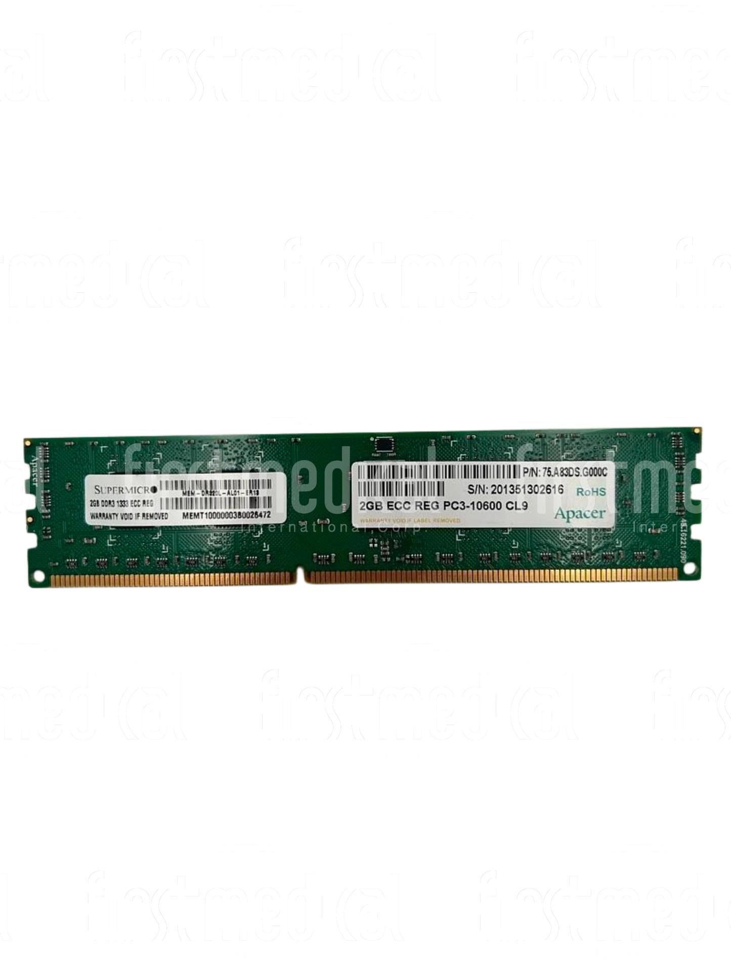 Toshiba / Canon CT Apacer - Supermicro DDR3 ECC Registered (RDIMM), 2GB - PC3-10600 / DDR3-1333 CL9, PN 75.A83DS.G000C